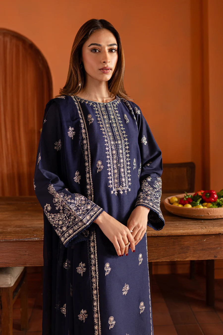 AE Night Fury 3Pc - Embroidered Khaddar Dress